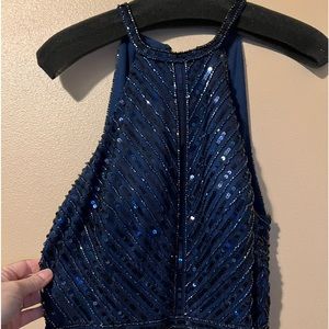 Navy and sequin prom dress